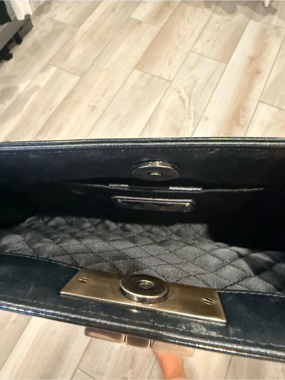 Salvatore Ferragamo Gancini Patent leather Black Mini Clutch Bag